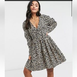 ASOS design long sleeve mini dress cheetah print size 0